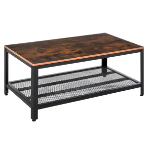 HOMCOM Coffee Table - Retro Industrial Side Table, Metal Frame, Rustic Brown Finish for Living Room & Modern Spaces