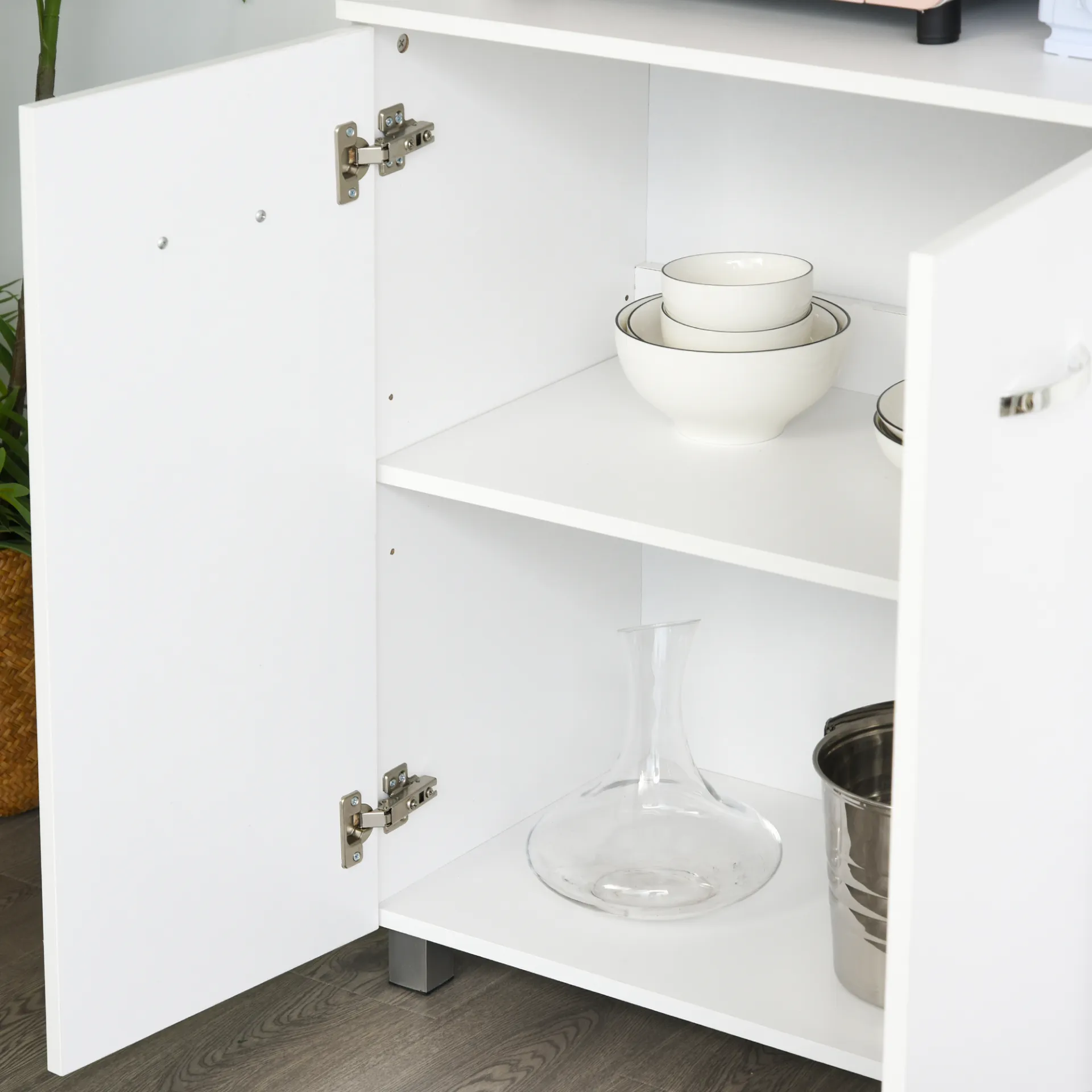 HOMCOM Freestanding Kitchen Cupboard - Versatile White Storage Cabinet with Shelves, Drawers, and Open Compartments