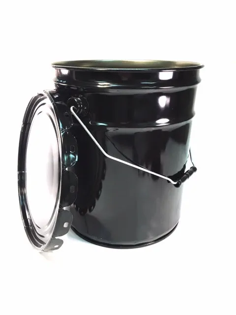 INDIVIDUAL 5-Gallon Black Pail With or W/O Lug Lids, 29 Gauge Steel