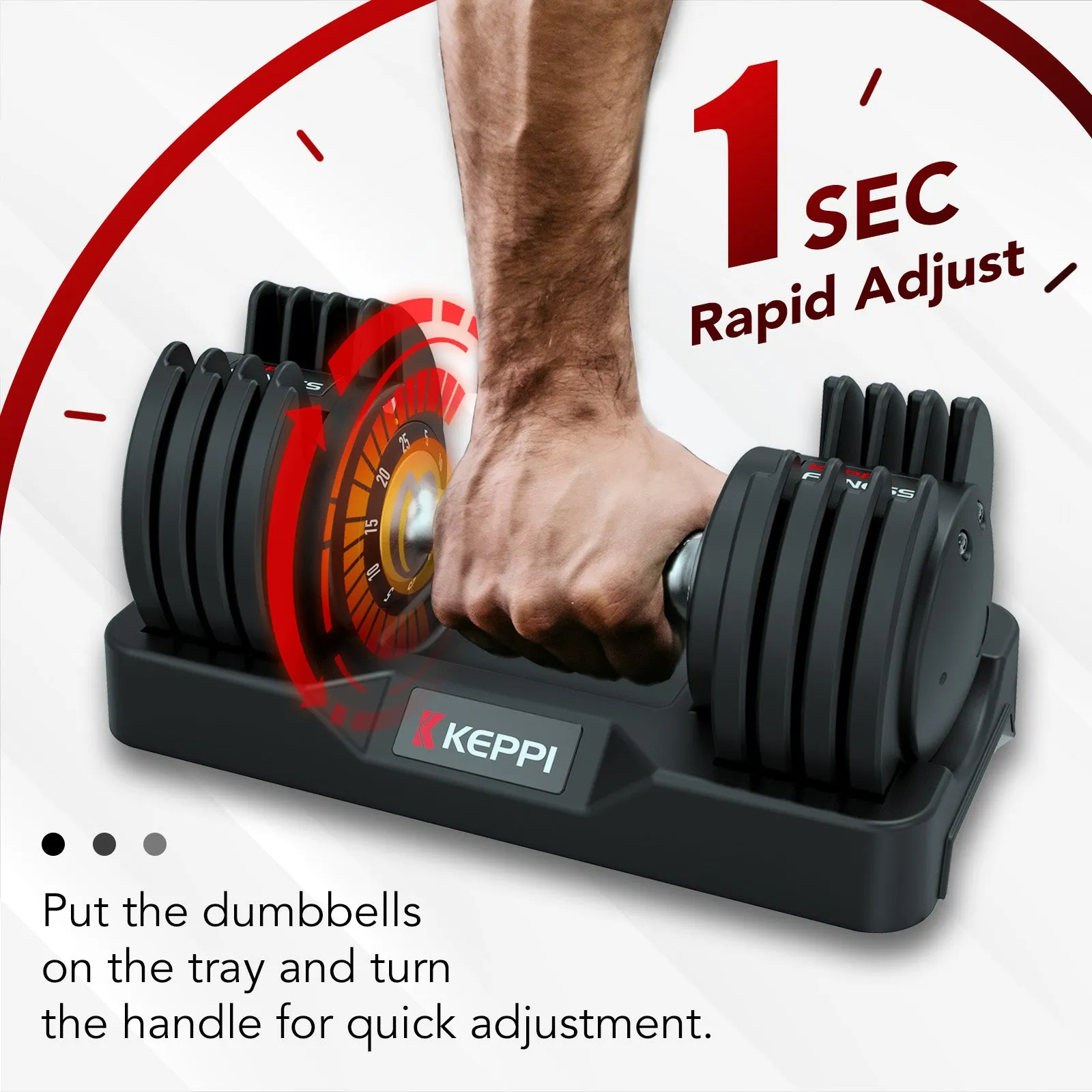 Keppi Adjustable Dumbbells Set - from 5 to 25lb