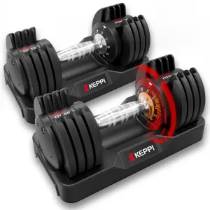 Keppi Adjustable Dumbbells Set - from 5 to 25lb