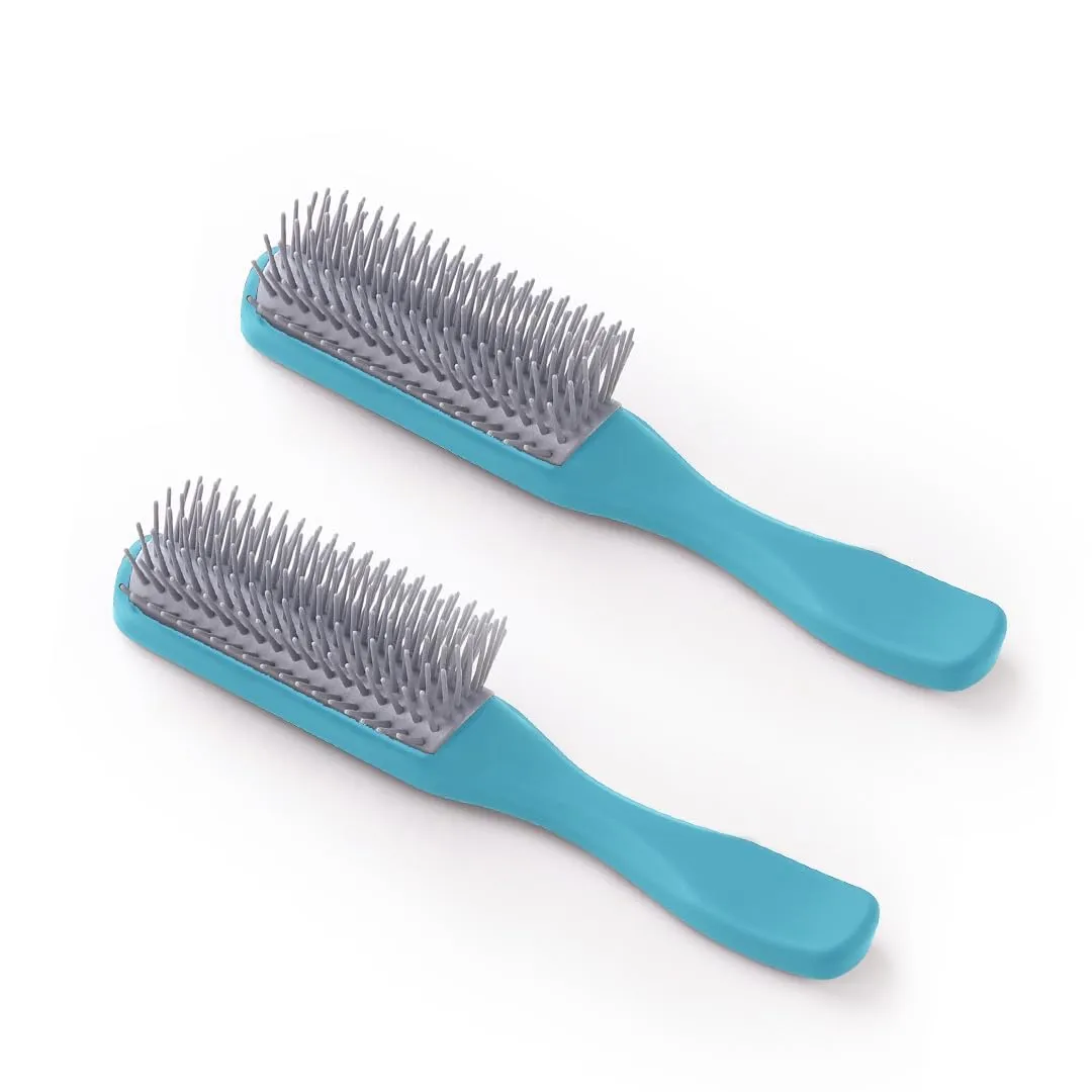 Kuber Industries Hair Brush | Bristles Brush | Hair Brush with Paddle | Brush for Curly wavy Hairs | Suitable For All Hair Types | Hair Brush Styling Hair | 2 Piece | C19BLE | Blue