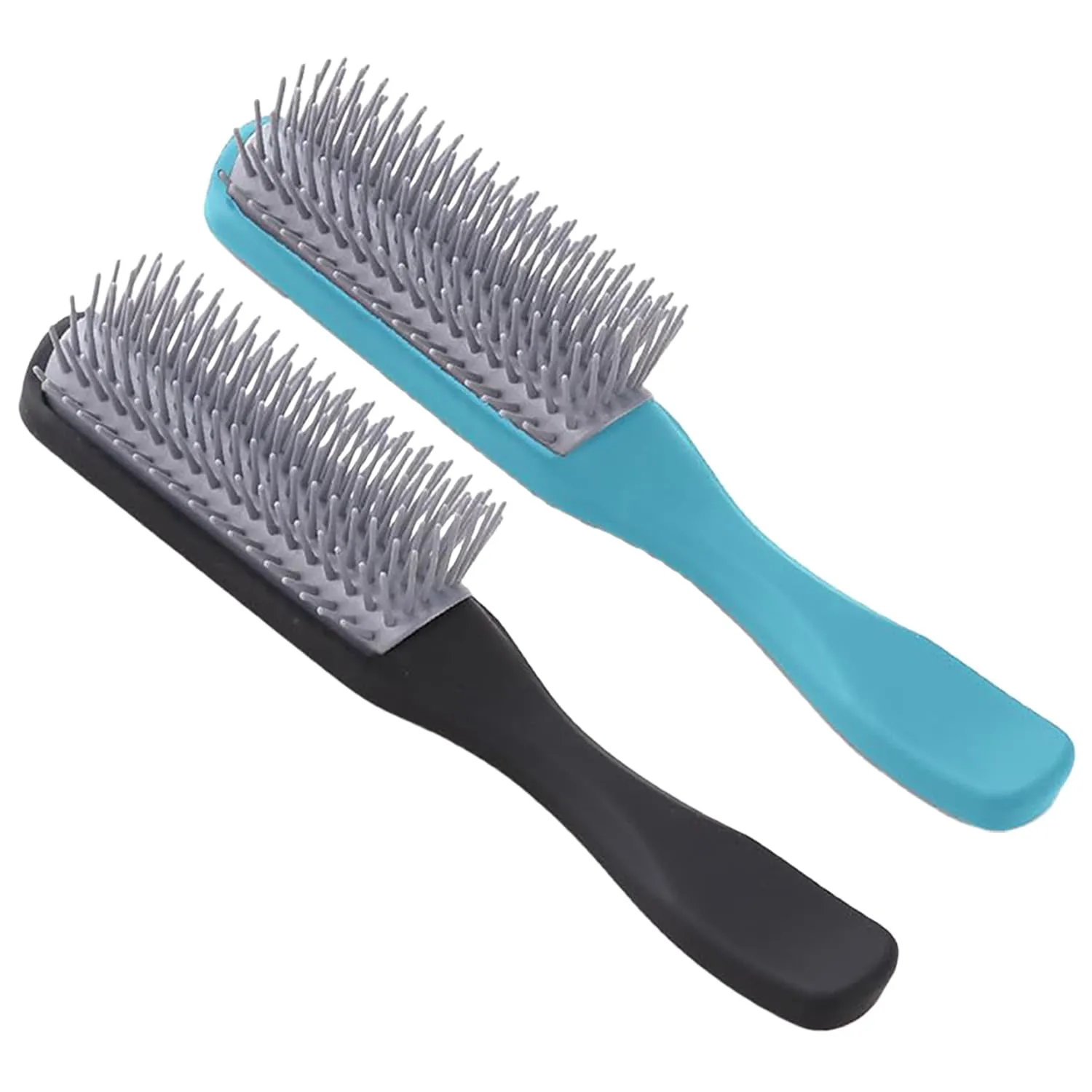 Kuber Industries Hair Brush | Flexible Bristles Brush | Hair Brush with Paddle | Straightens & Detangles Hair Brush | Suitable For All Hair Types | Hair Brush Styling Hair | Set of 2 | Blue & Black