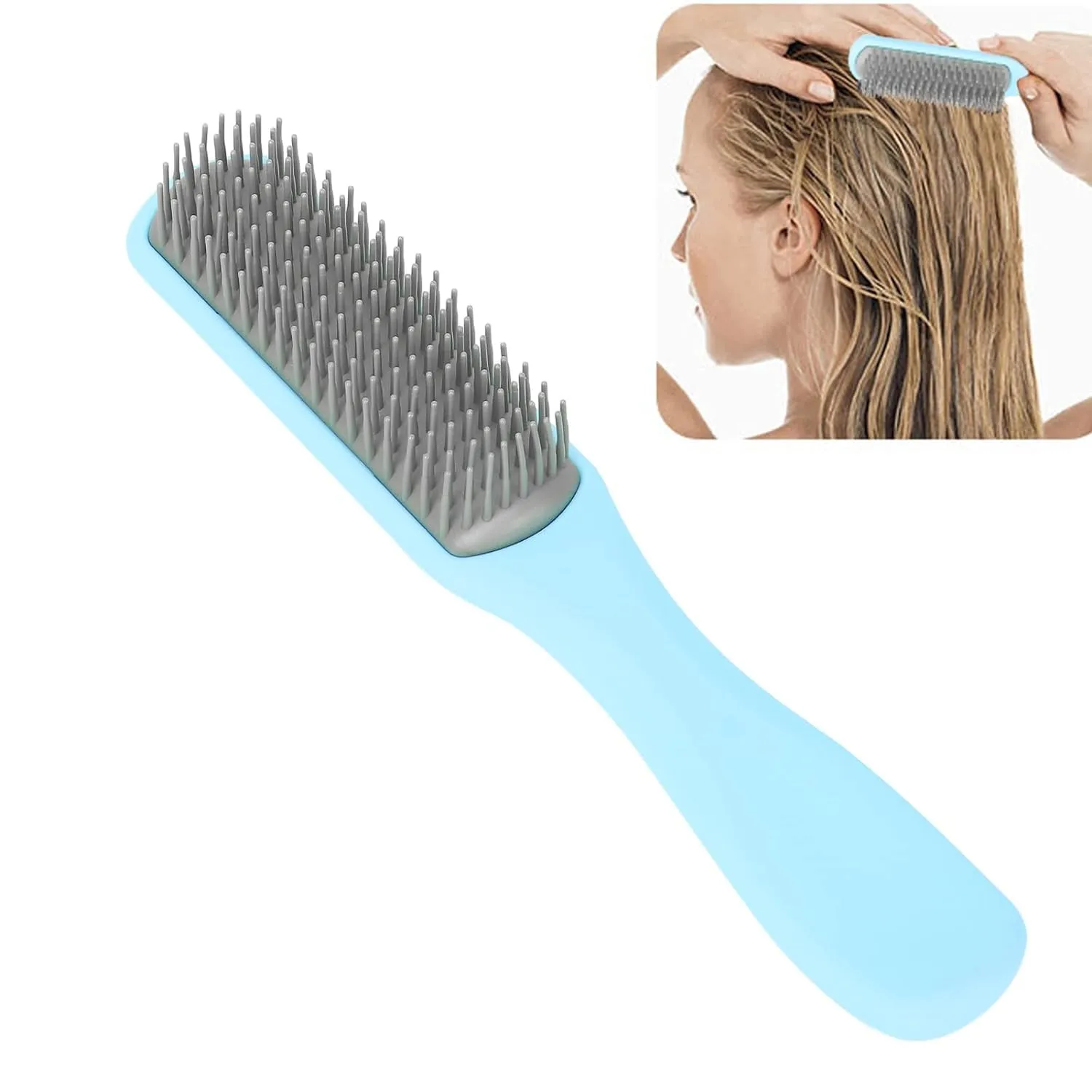 Kuber Industries Hair Brush | Flexible Bristles Brush | Hair Brush with Paddle | Straightens & Detangles Hair Brush | Suitable For All Hair Types | Small | Set of 2 | Blue & Black