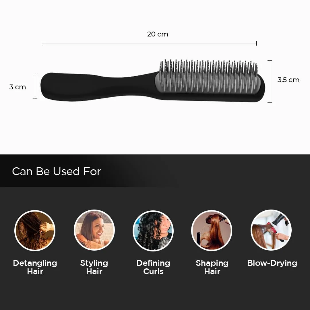 Kuber Industries Hair Brush | Flexible Bristles Brush | Hair Brush with Paddle | Straightens & Detangles Hair Brush | Suitable For All Hair Types | Small | Set of 2 | Blue & Black