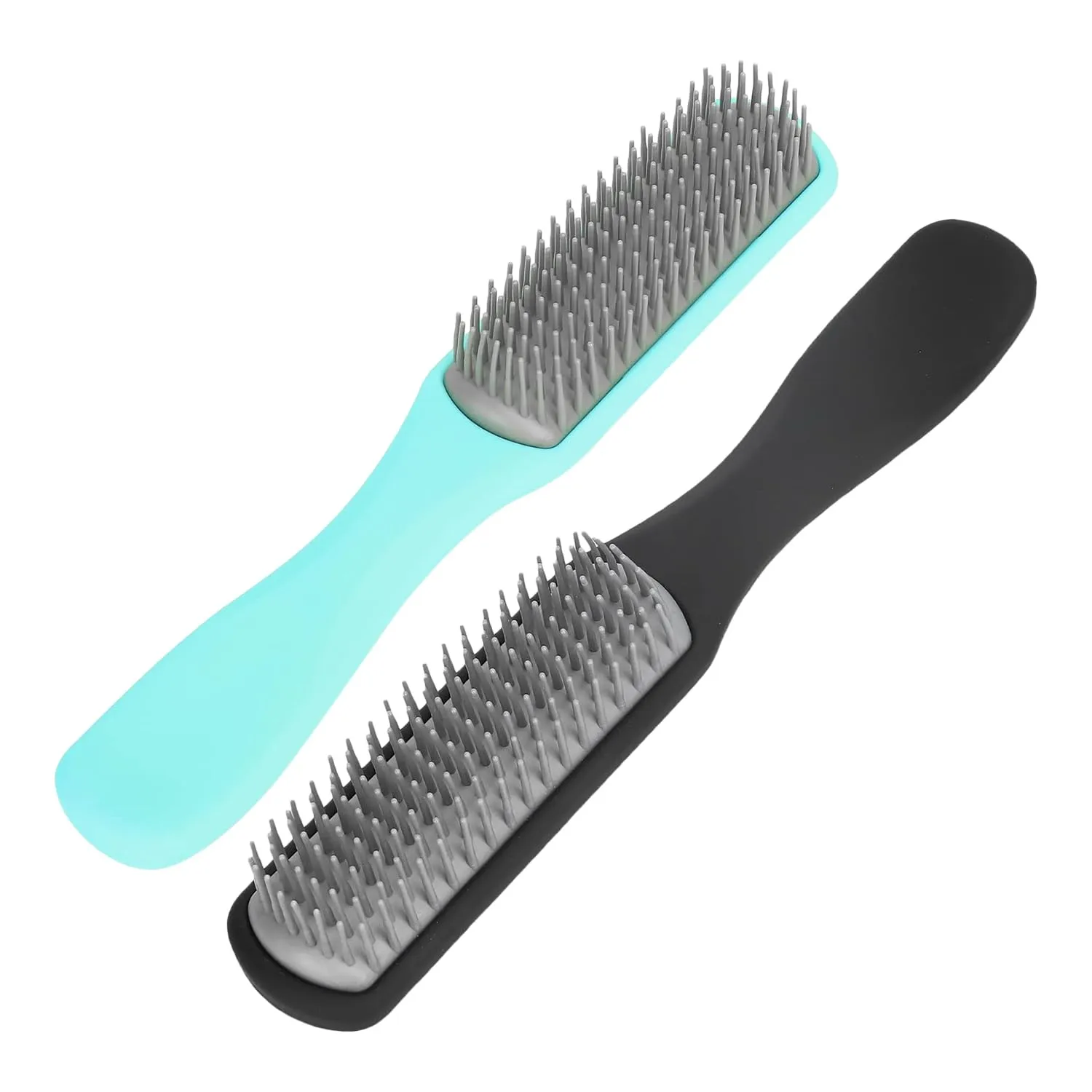 Kuber Industries Hair Brush | Flexible Bristles Brush | Hair Brush with Paddle | Straightens & Detangles Hair Brush | Suitable For All Hair Types | Small | Set of 2 | Blue & Black