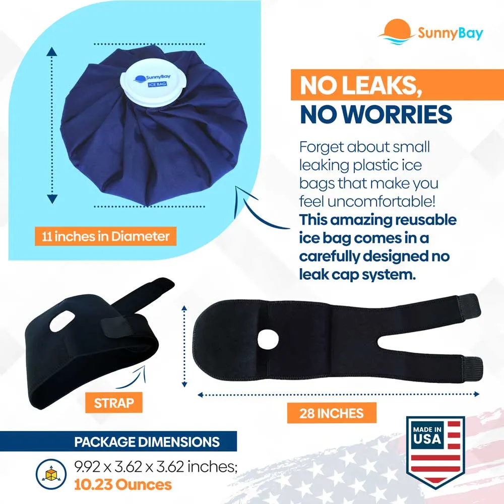 Large Ice Bag with Strap - Add Ice or Hot Water - Hot Cold Therapy