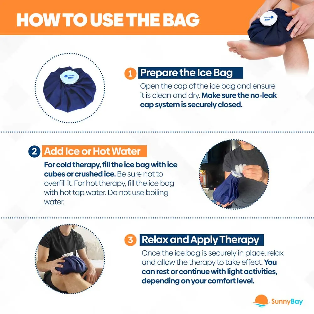 Large Ice Bag with Strap - Add Ice or Hot Water - Hot Cold Therapy