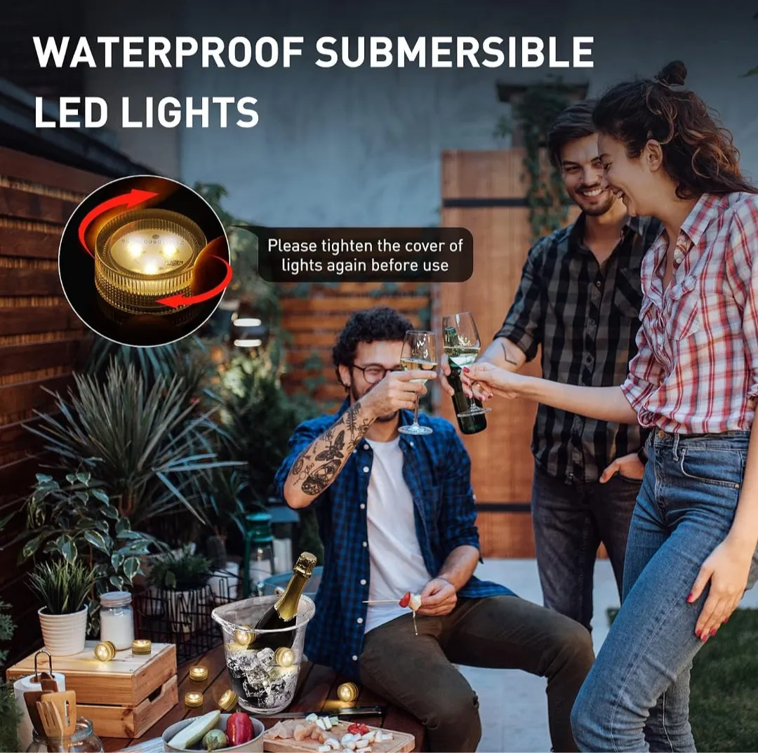 (Lawn & Garden) Mini Submersible LED Tea Lights/Waterproof Flameless Warm White LED Lights/Battery Powered/20pcs Without Remote