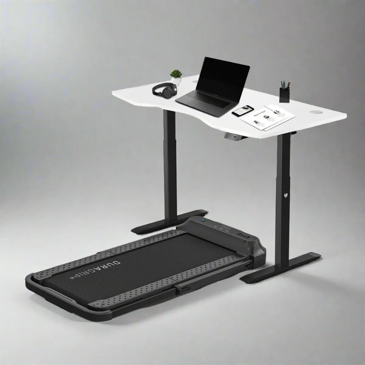 Lifespan Fitness - V-FOLD Treadmill with ErgoDesk Automatic Standing Desk 1500mm in White