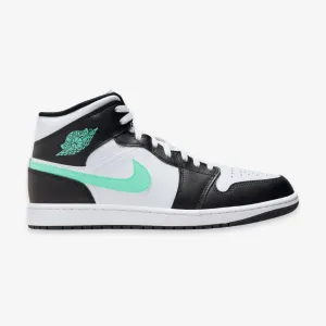 mens jordan 1 mid (white/green glow)