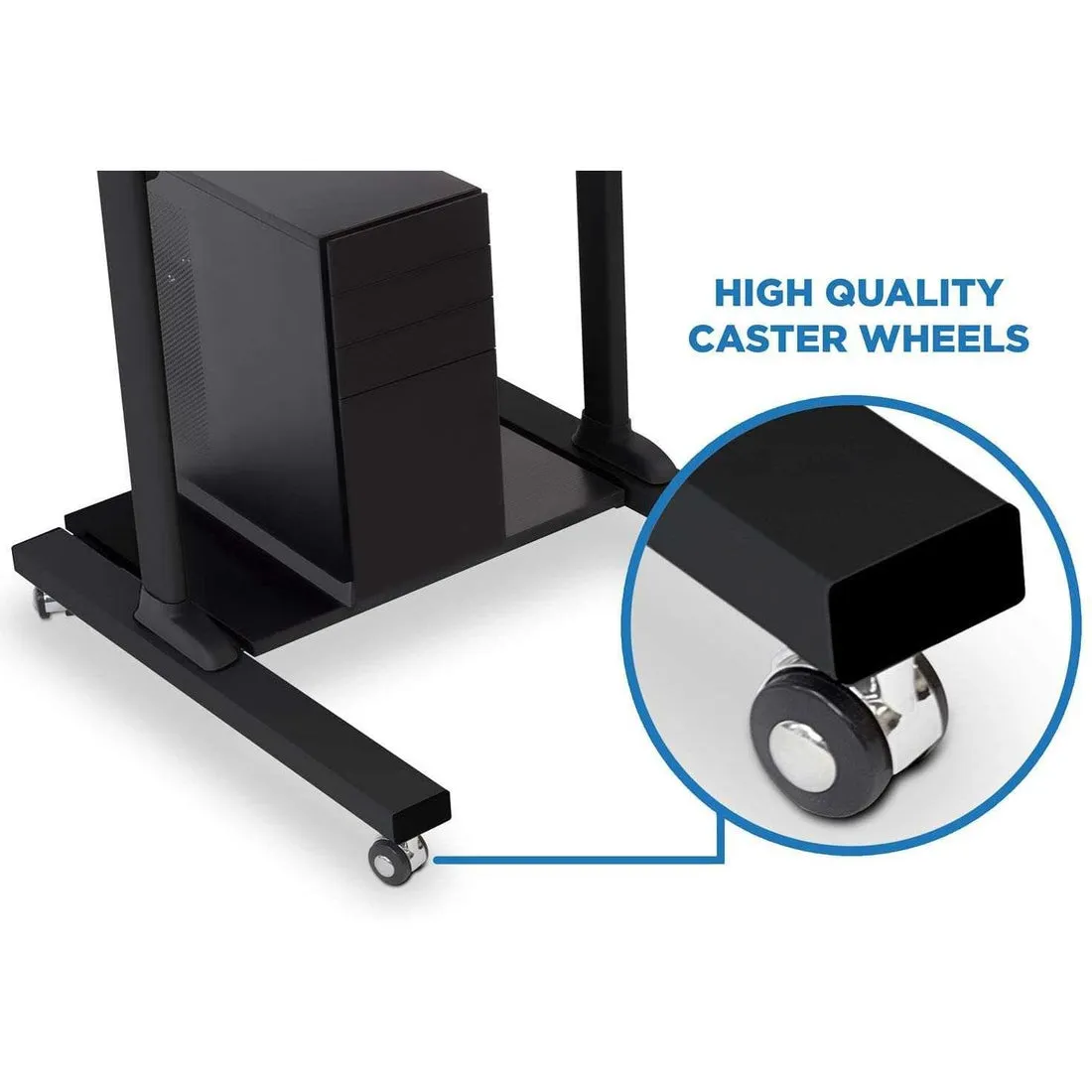 Mount-It! MI-7972/7970 Mobile Standing Desk, Height Adjustable Computer Work Station, Rolling Presentation Cart with 27.5"W Platform, Locking Wheels