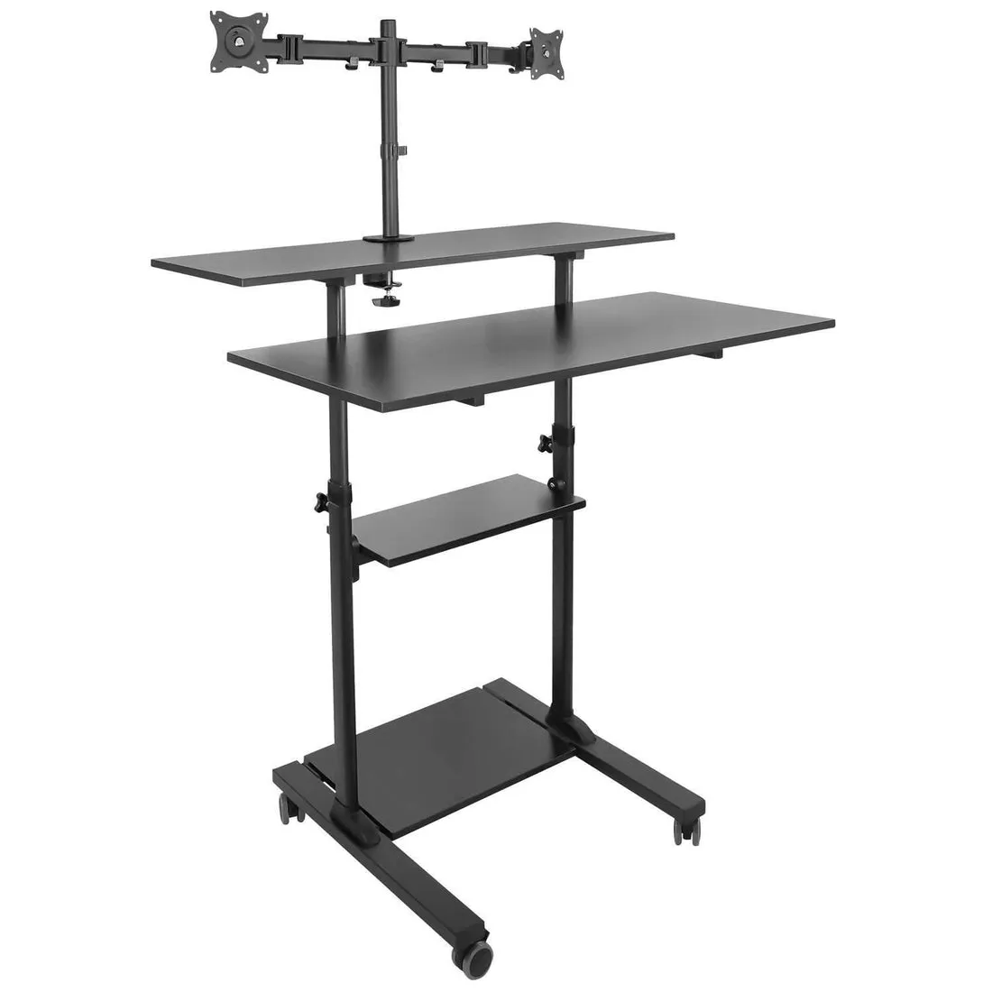 Mount-It! MI-7972/7970 Mobile Standing Desk, Height Adjustable Computer Work Station, Rolling Presentation Cart with 27.5"W Platform, Locking Wheels