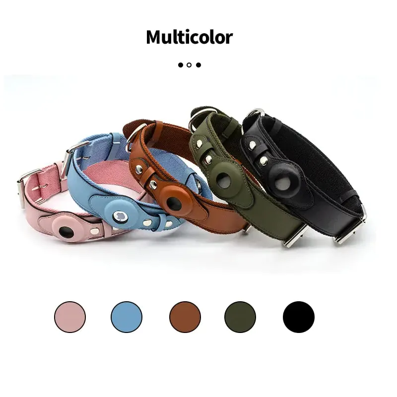 New Leather Airtag Dog Adjustable Collar