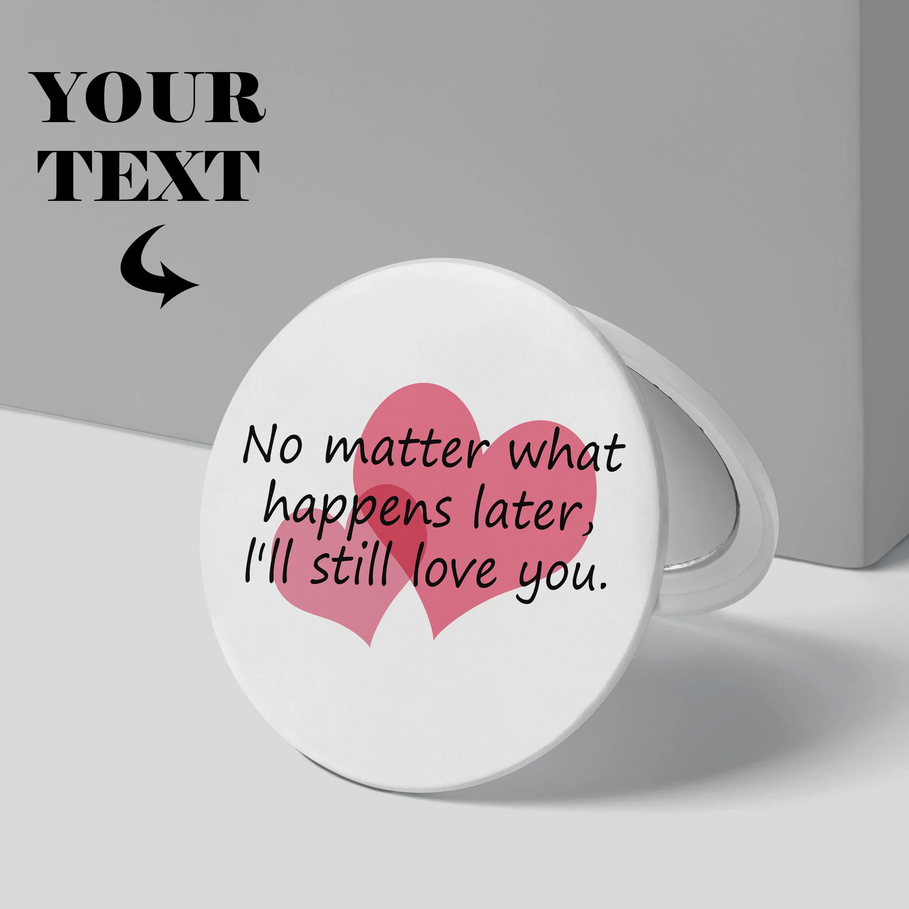 Personalized Compact Mirror: Double-Sided, Foldable, Your Photo & Text