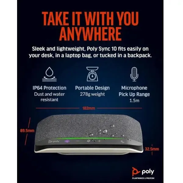 Poly Sync 10 USB Speakerphone For Microsoft Teams