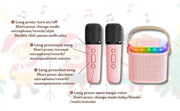 Portable Wireless Karaoke Machine with Microphone