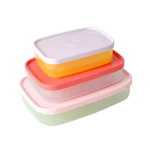 Rice DK Plastic Rectangular Food Boxes in Assorted Colors - 3 pcs in a Net