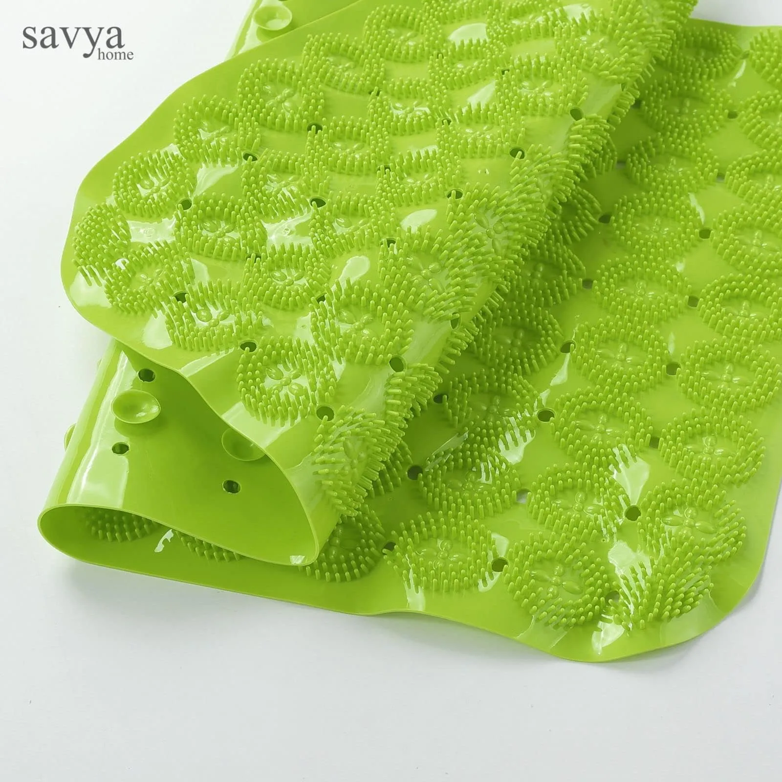 Savya Home Anti Skid Mat for Bathroom Floor (67x37 Cm) Pack of 2 | Shower Mats| Rubber Mat | Bathroom Mats Water Soak | Bathroom Accessories for Home