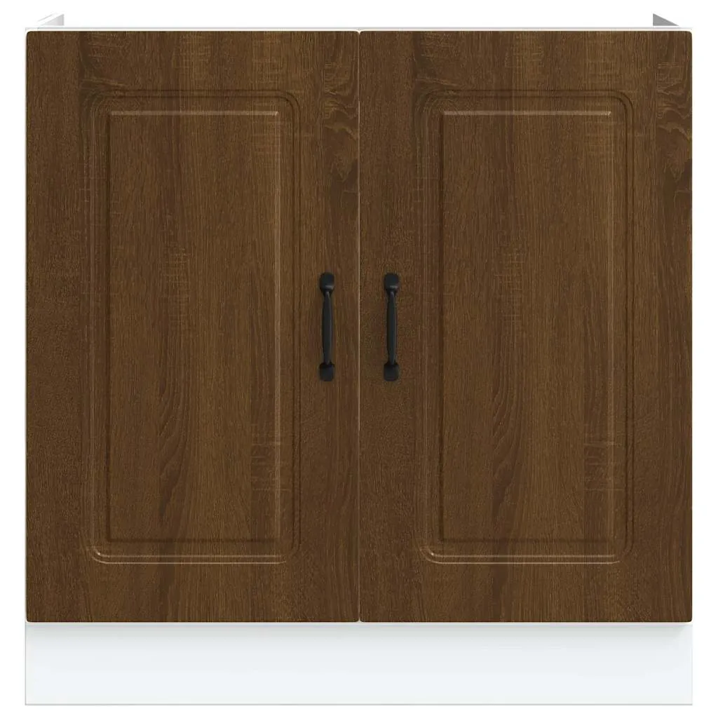 Sink Base Cabinet Kalmar Brown Oak 80x46x81.5 cm Engineered Wood