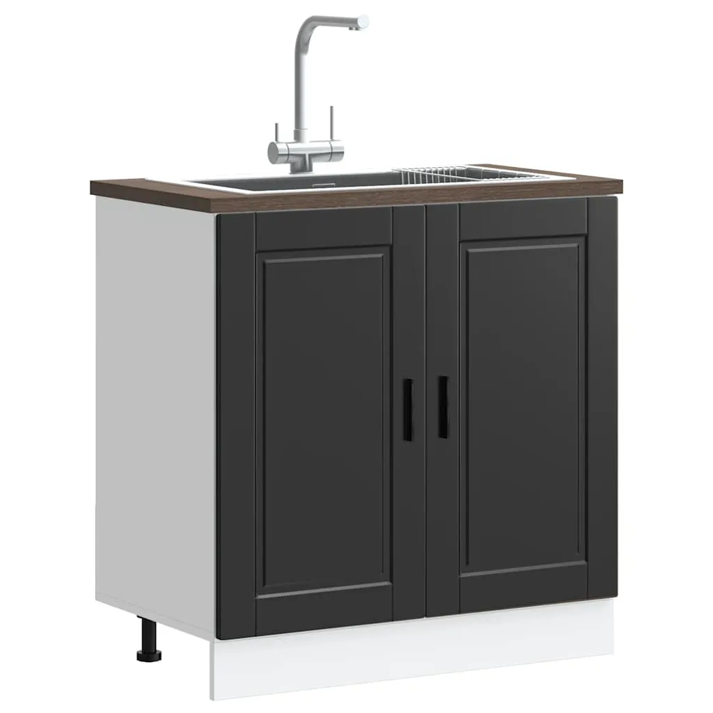 Sink Base Cabinet "Porto" Black 80x46x81.5 cm Engineered Wood