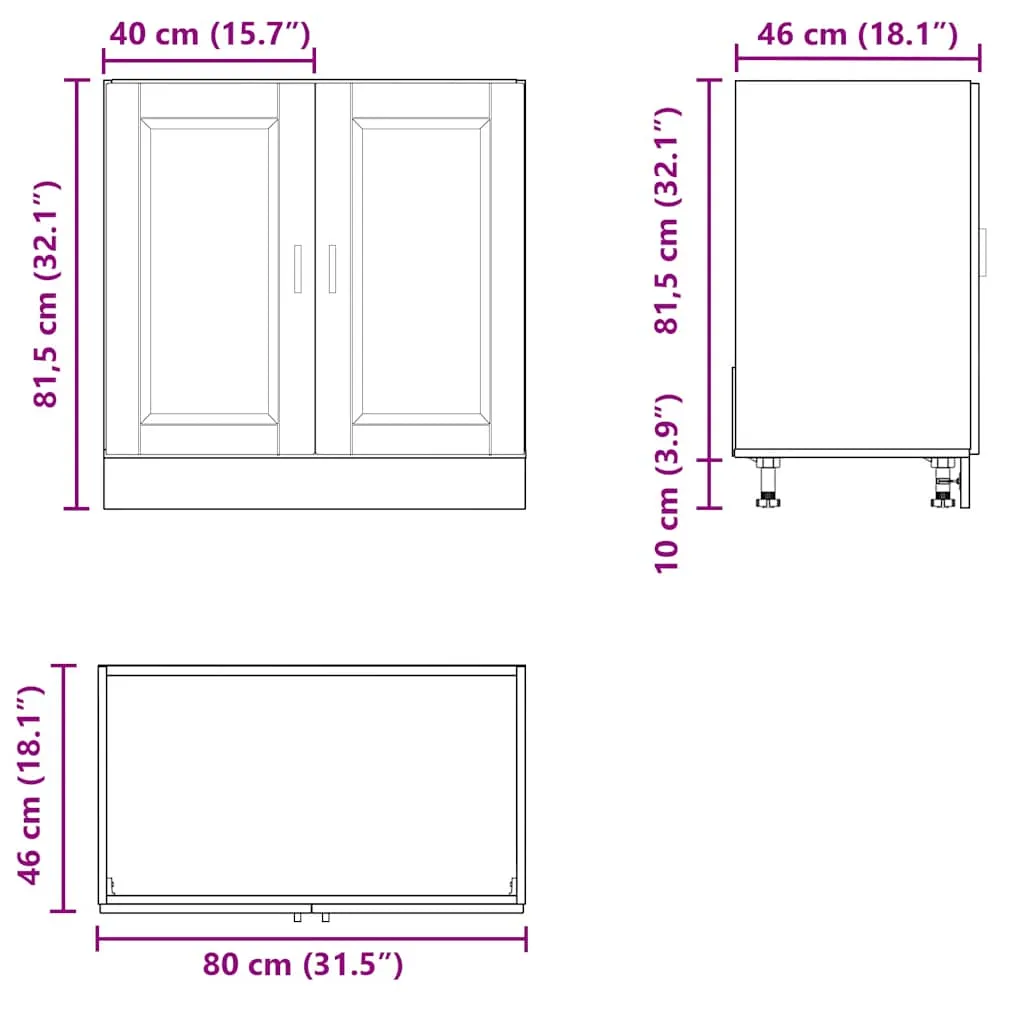 Sink Base Cabinet "Porto" Old Wood 80x46x81.5 cm Engineered Wood