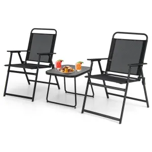 Tangkula 3 Piece Patio Folding Dining Set