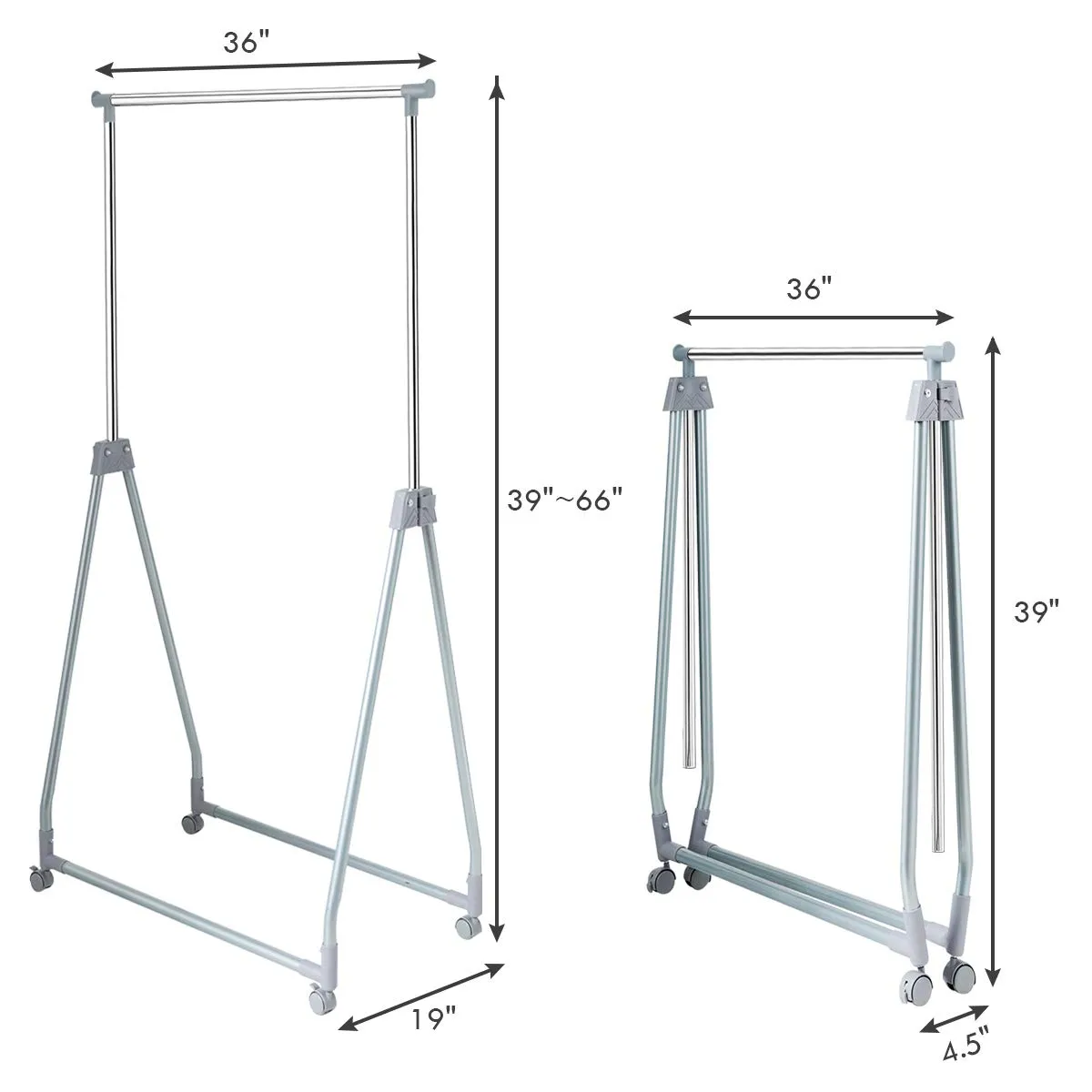 Tangkula Extendable Garment Rack, Heavy Duty Foldable Clothes Rack with Adjustable Hanging Rod