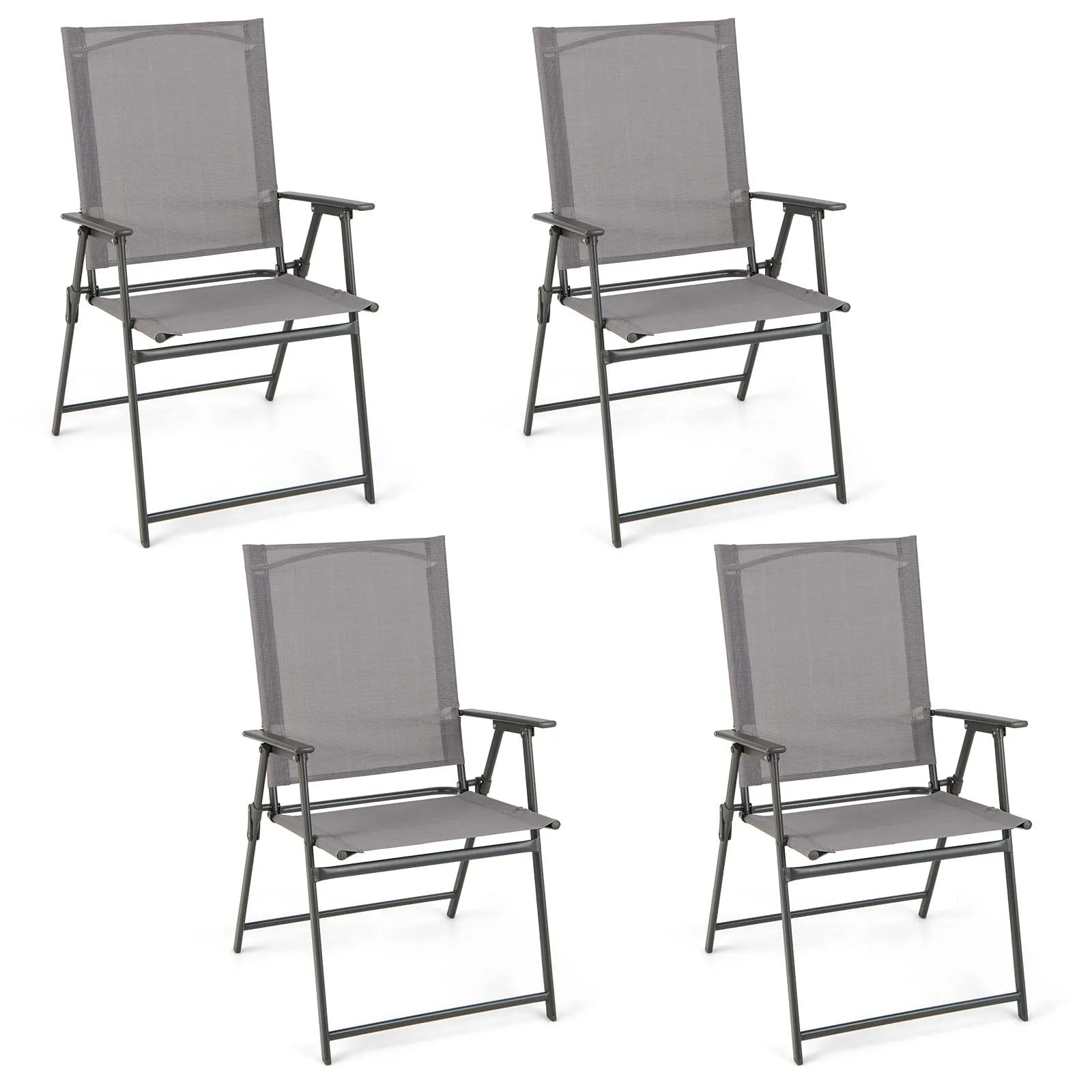 Tangkula Set of 2 Patio Folding Chairs, High Back Dining Chairs with Weather-Resistant Fabric