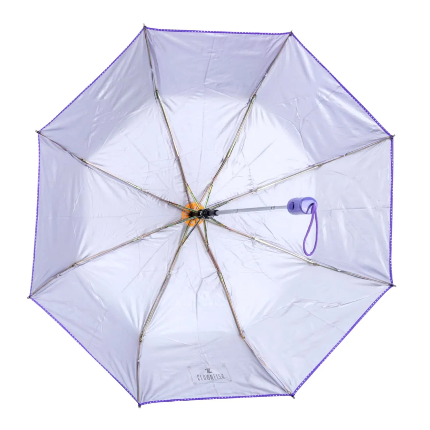 THE CLOWNFISH Umbrella Monochrome Series 3 Fold Auto Open Waterproof Water Repellent 190 T Polyester Double Coated Silver Lined Dotted Border Umbrellas For Men and Women (Purple)