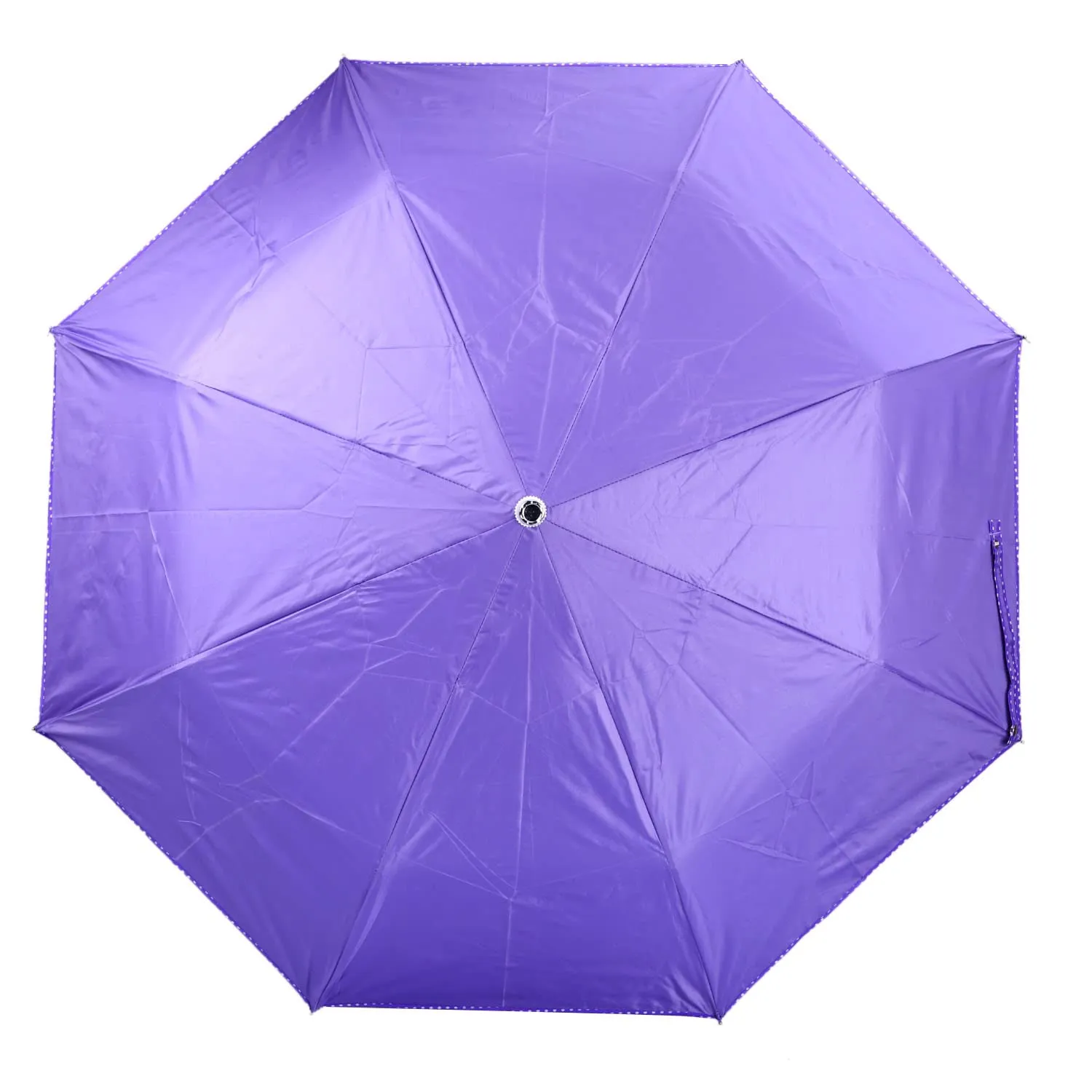 THE CLOWNFISH Umbrella Monochrome Series 3 Fold Auto Open Waterproof Water Repellent 190 T Polyester Double Coated Silver Lined Dotted Border Umbrellas For Men and Women (Purple)