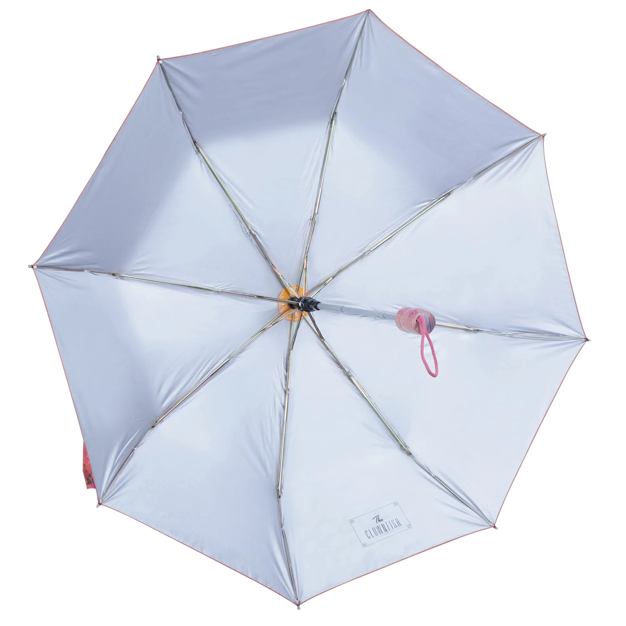 THE CLOWNFISH Umbrella Octagon Series 3 Fold Auto Open Waterproof Water Repellent Nylon Double Coated Silver Lined Umbrellas For Men and Women (Multicolour-Peach Handle)