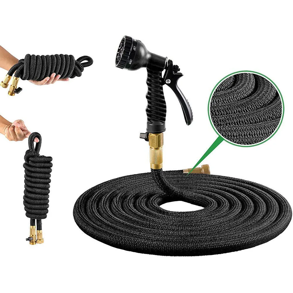 US 1-2 Pack 50 Ft Garden Hose Water Tough Sprayer Nozzle Expandable Heavy Duty