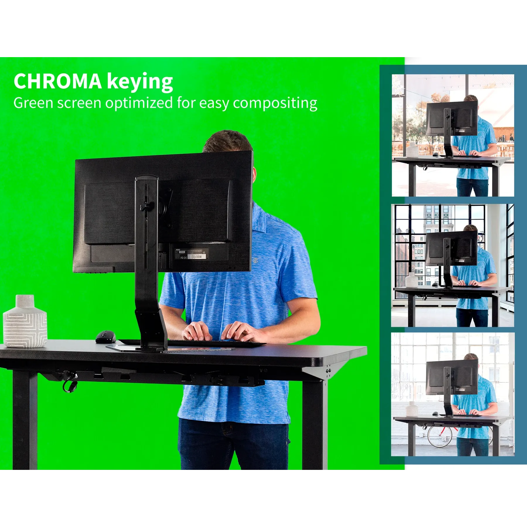 VIVO 100" Collapsible Green Screen, Mountable Pull-Up PS-TP-100G Chroma Key Panel Backdrop