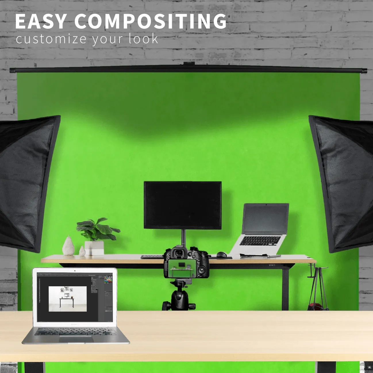 VIVO 100" Collapsible Green Screen, Mountable Pull-Up PS-TP-100G Chroma Key Panel Backdrop