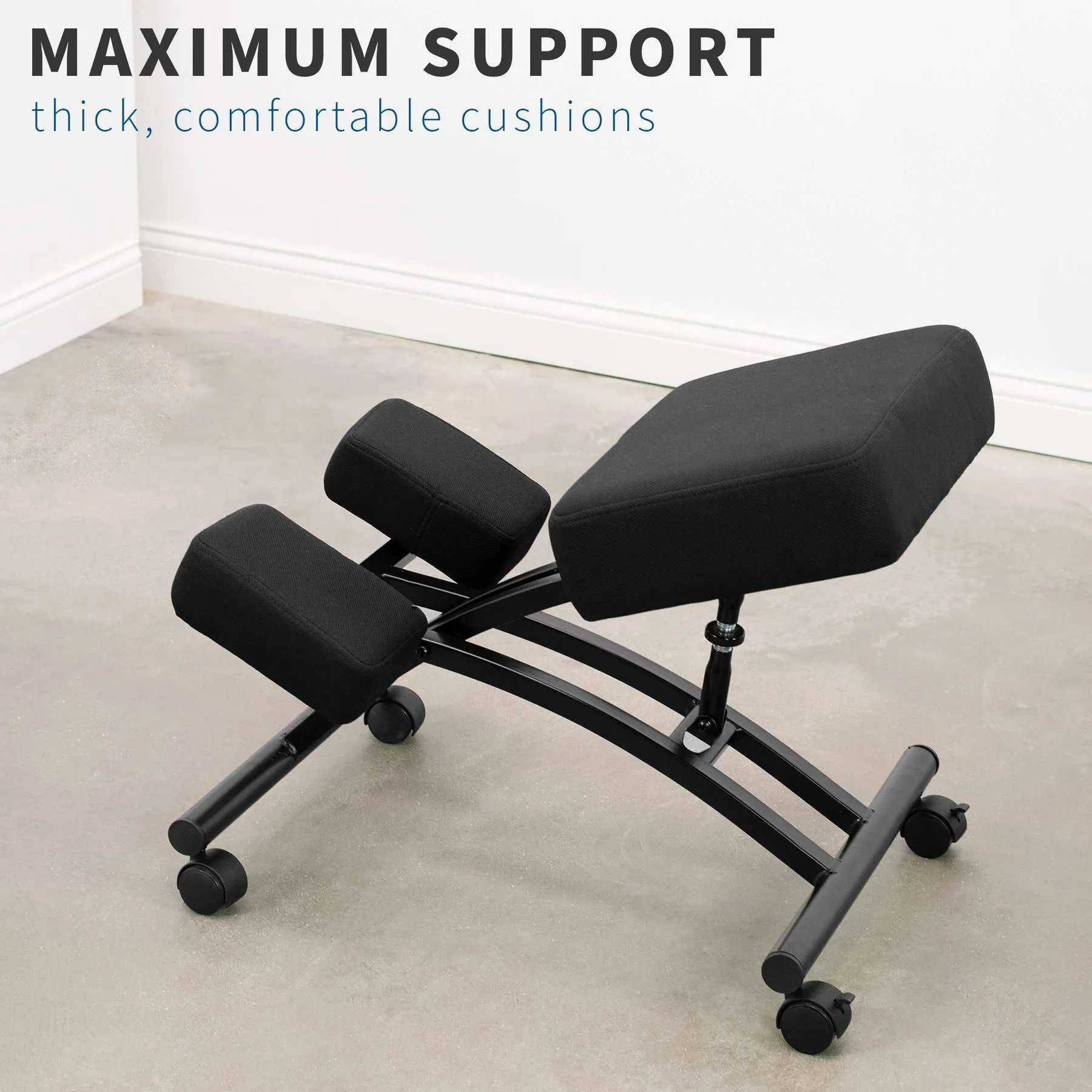 VIVO Black Kneeling Chair with Wheels, CHAIR-K05B