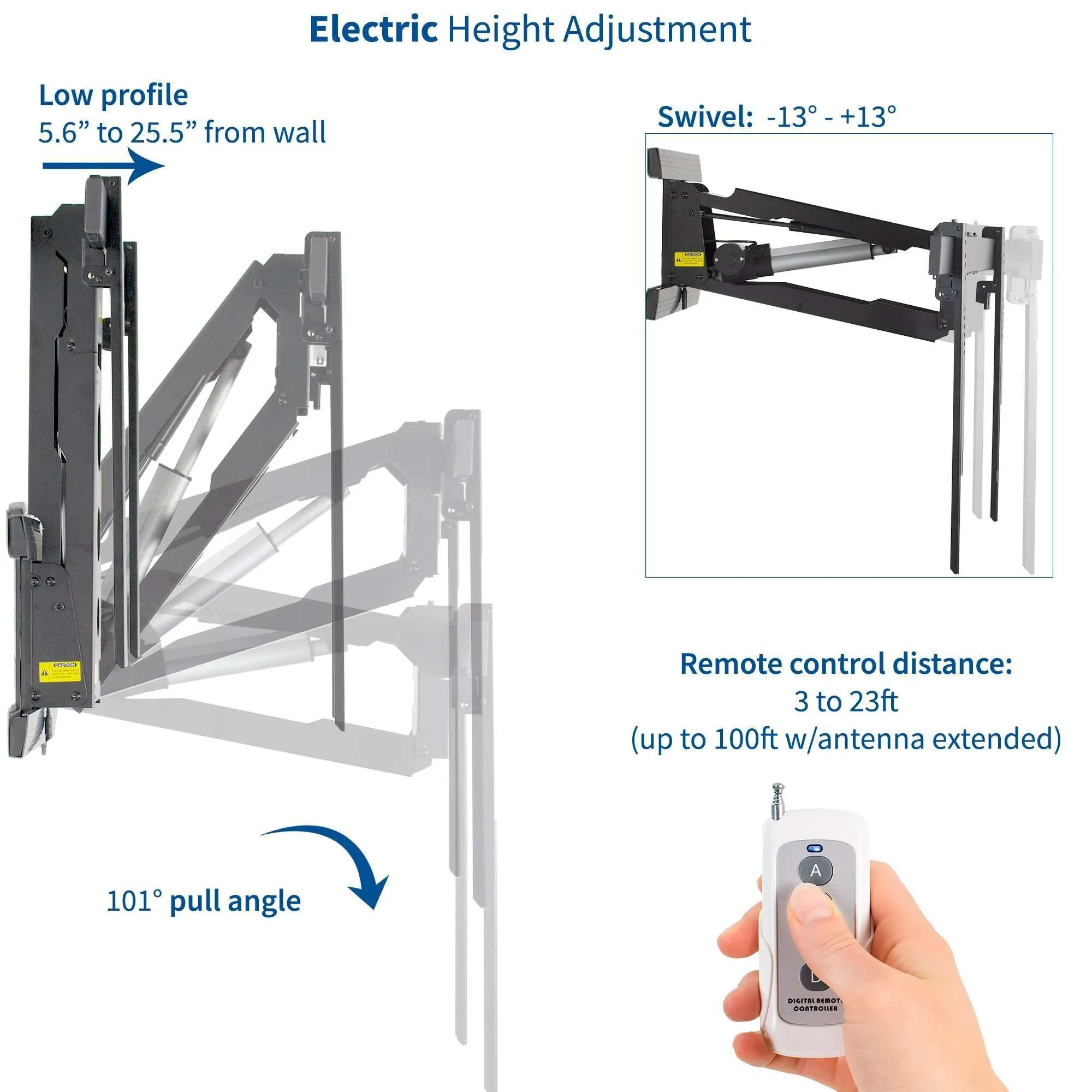 VIVO Electric Wall Mount for 50” to 100” TVs, MOUNT-E-MT100