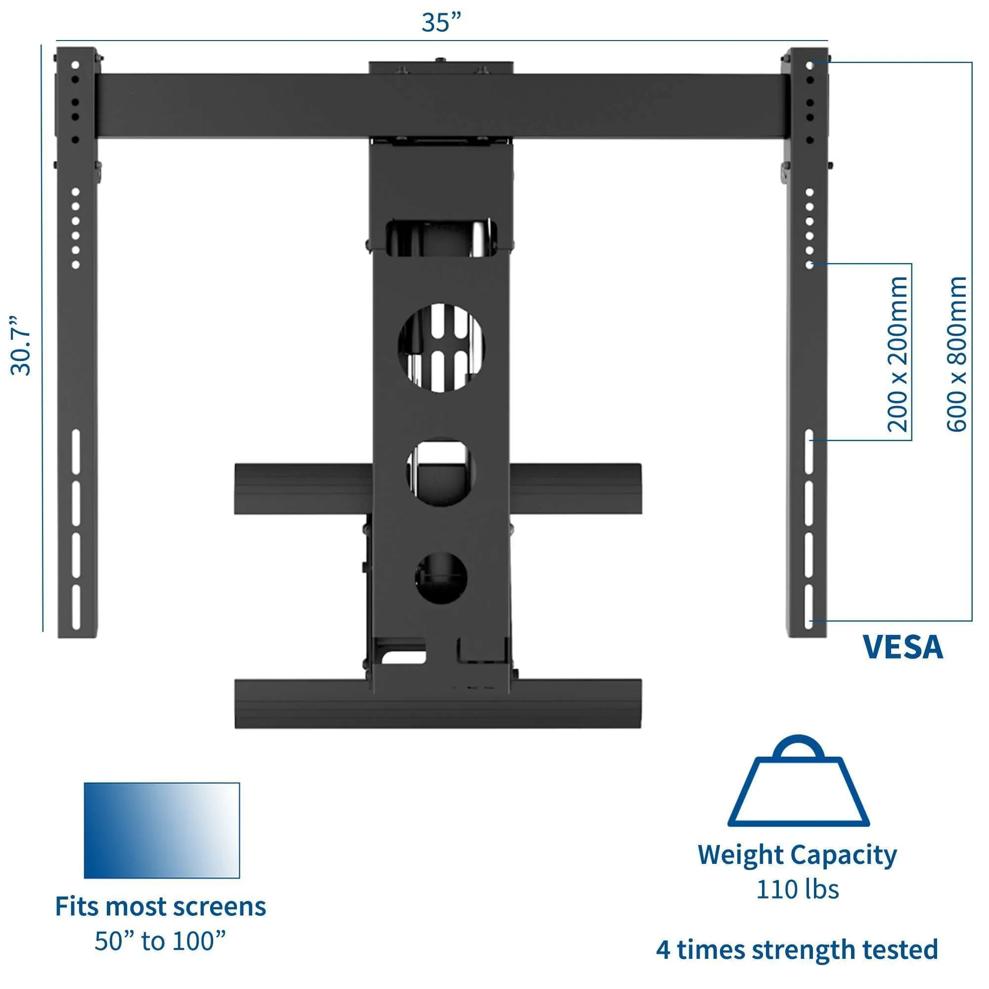 VIVO Electric Wall Mount for 50” to 100” TVs, MOUNT-E-MT100