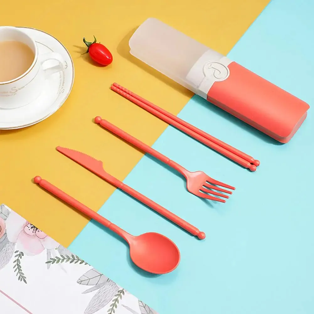 Wheat Straw Material Portable Travel Cutlery Set 5pc