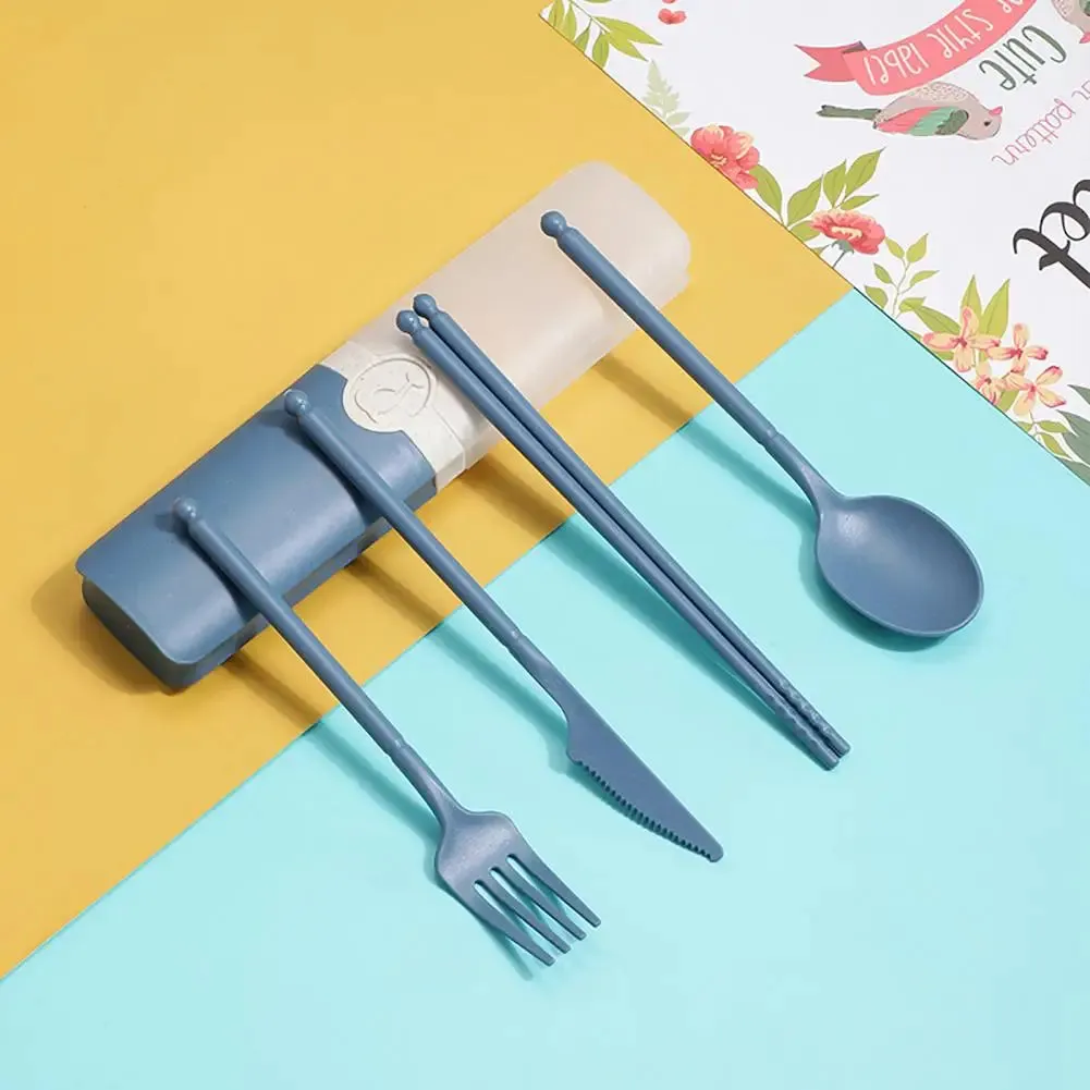 Wheat Straw Material Portable Travel Cutlery Set 5pc